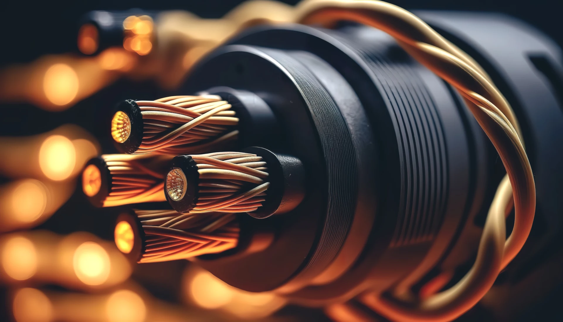 Detalle de conductores eléctricos de cobre